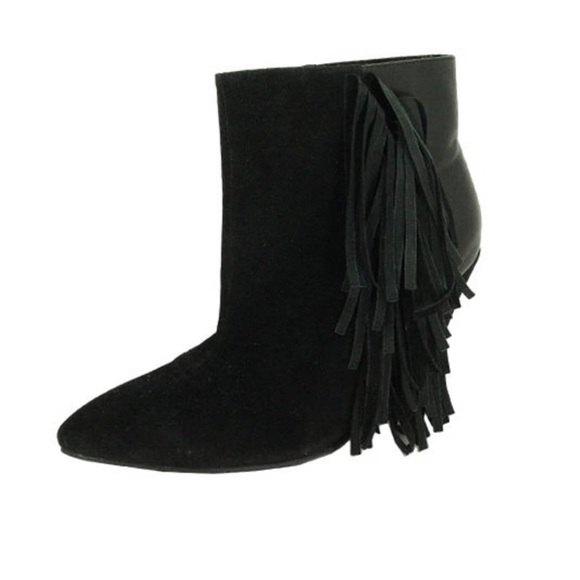 Qupid Fringe Wedge Bootie Faux Suede Size 8.5 - Picture 1 of 10